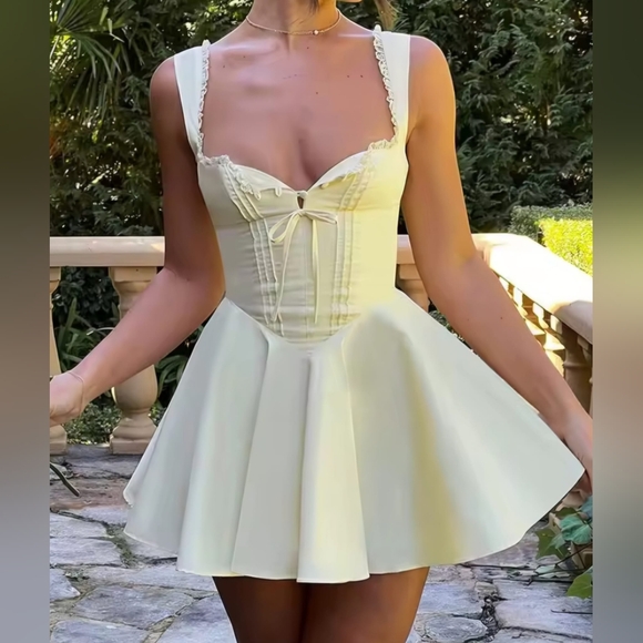 Yellow Sleeveless Mini Dress - Picture 2 of 4